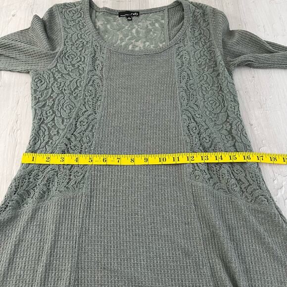 rxb Green Long Sleeve Crew Neck Lace Thermal Flowy Sweater Medium - Picture 8 of 8